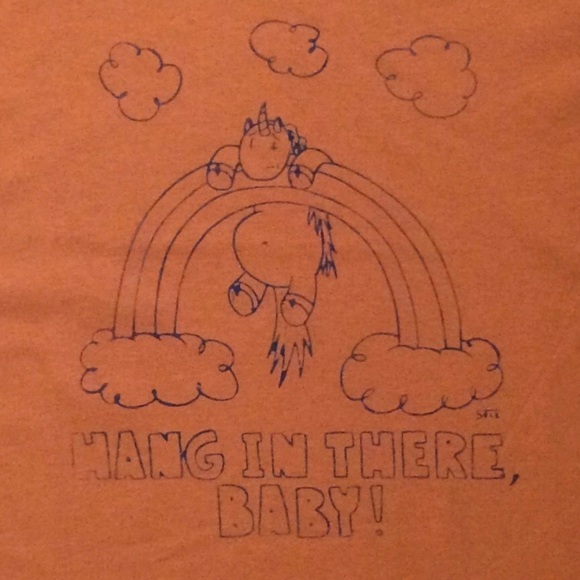 Unicorn “Hang In There Baby” Orange Tee - Youth S - Picture 2 of 4